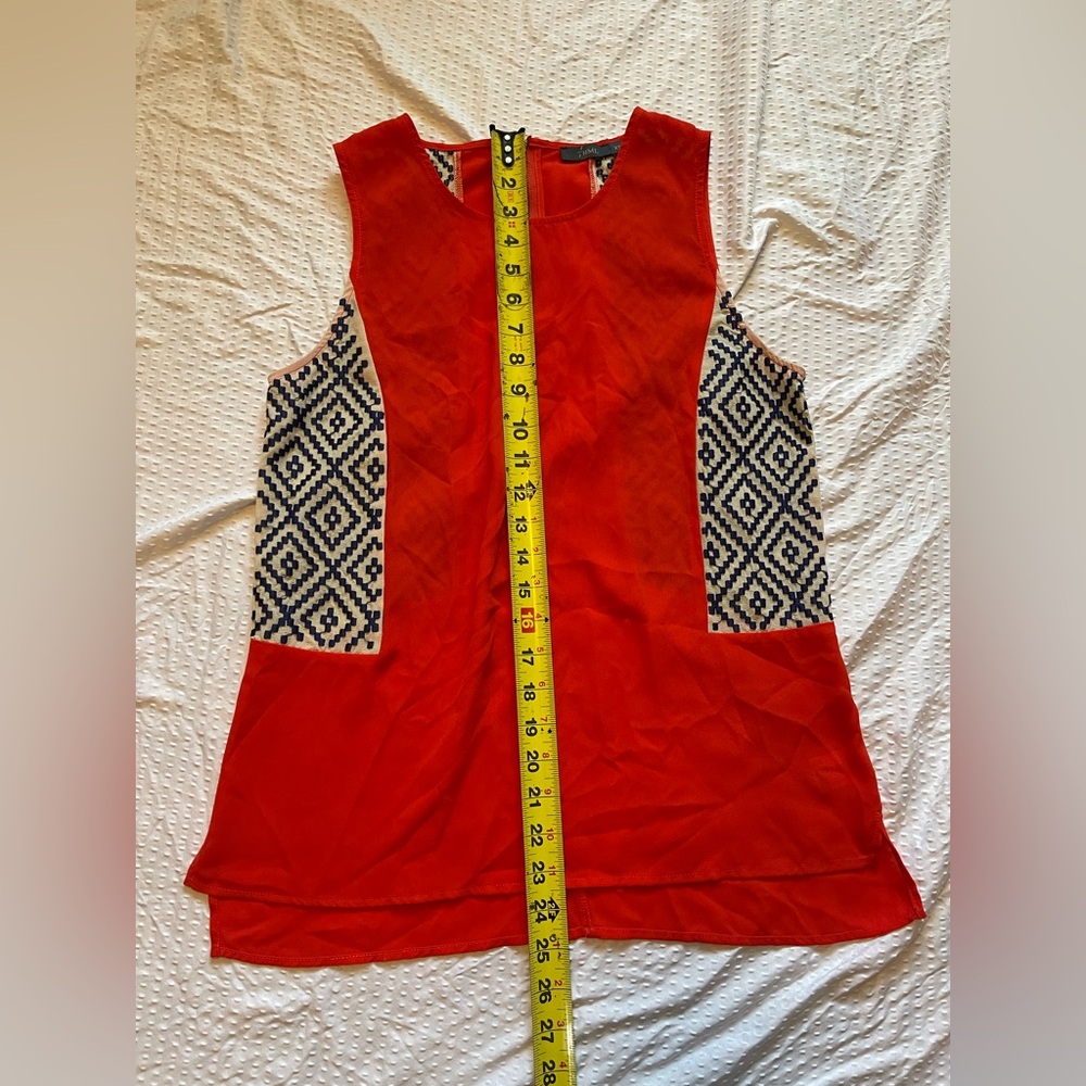 THML Red Sleeveless Top with Navy Diamond Panels